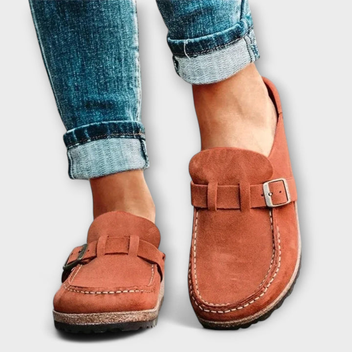 Julie - Women's orthopedic moccasins with a decorative clasp