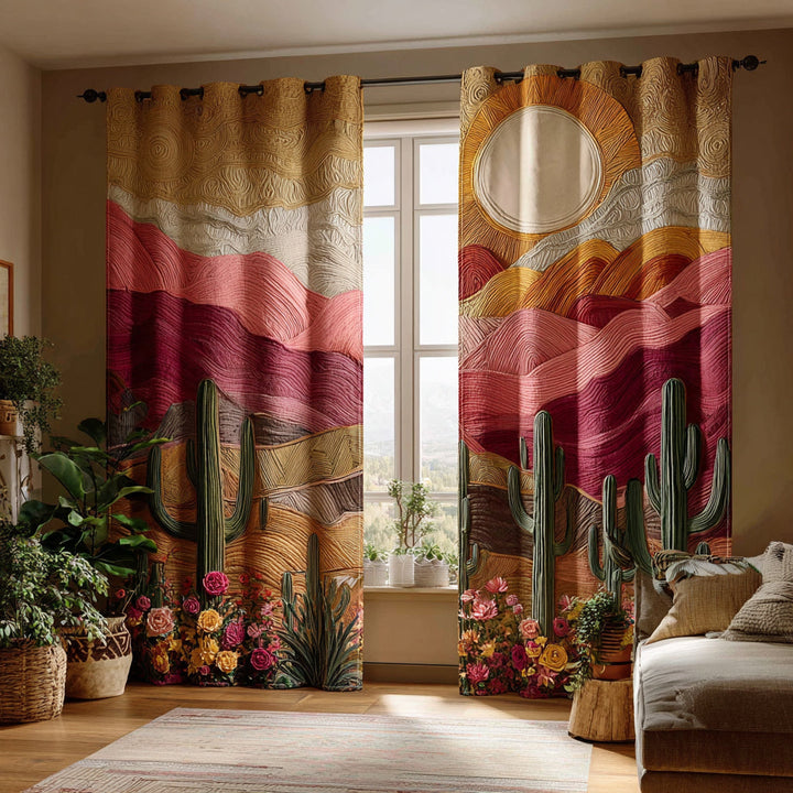 Saguaro Cactus Canyon Quilted Curtains