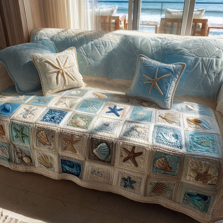 Saltwater Serenade Quilted Sofa Cover
