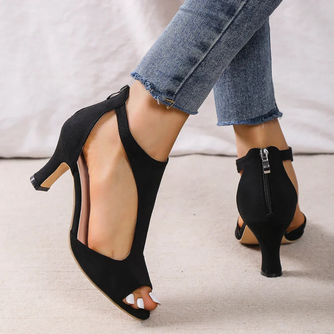 Women's Peeptoe Pumps with Cutouts and Heel