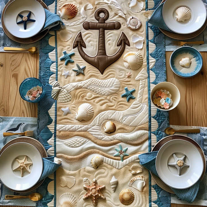 Sandy Anchor Quilted Table Runner