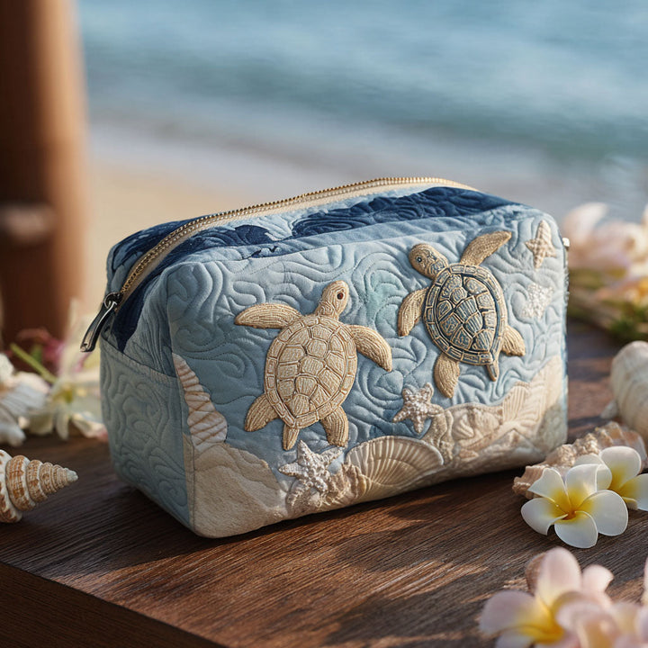 Sandy Shell Quilted Makeup Bag