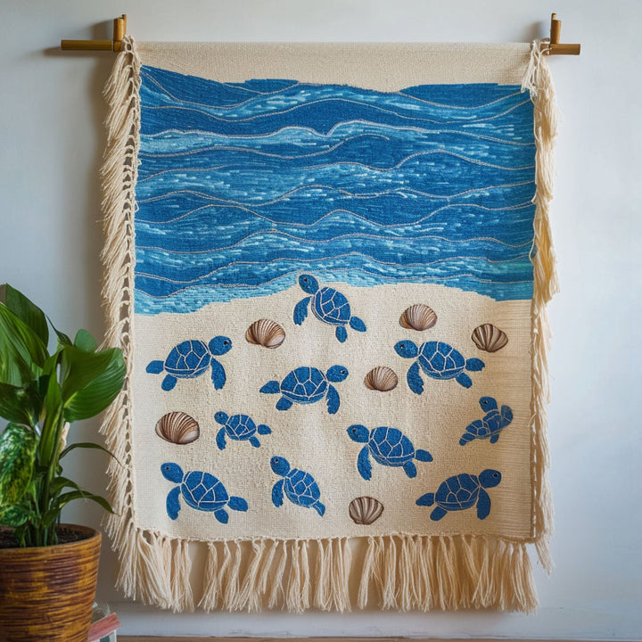 Sandy Shore Turtles Woven Sofa Blanket