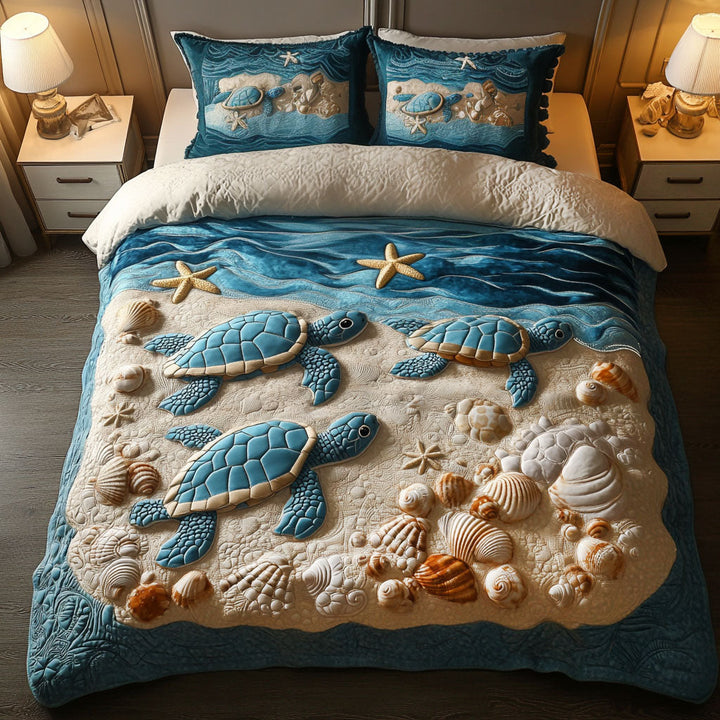 Turtle 3-Piece Quilted Bedding Set