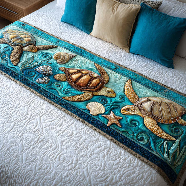 Turtle Quilted Bed Runner