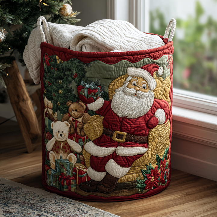 Santa Quilted Laundry Basket