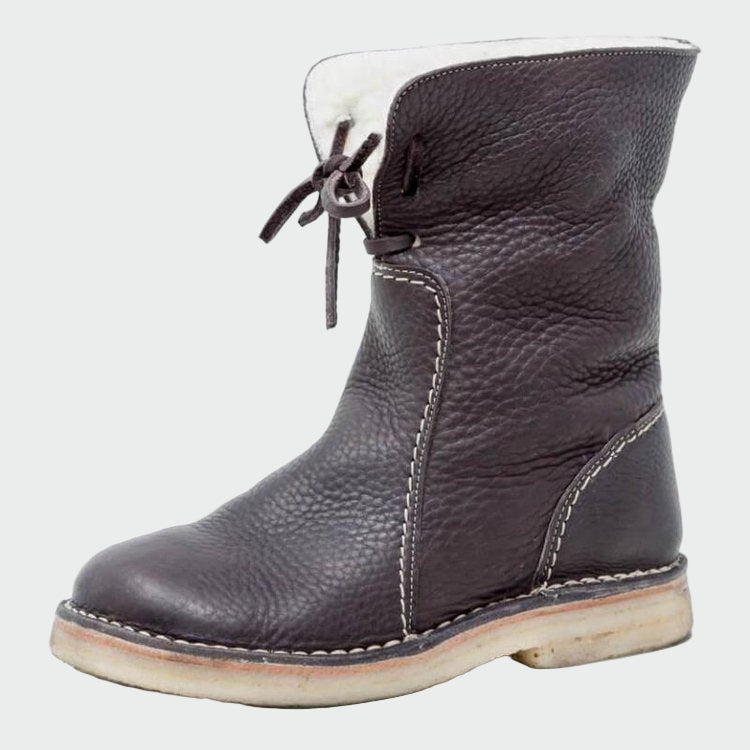 Valerie - Waterproof leather boots with wool lining
