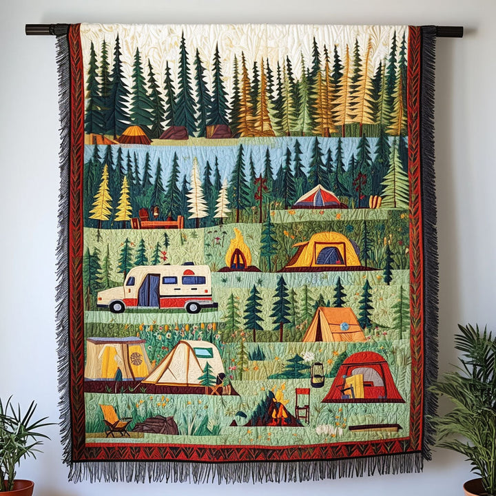 Scenic Camping Adventure Woven Sofa Blanket