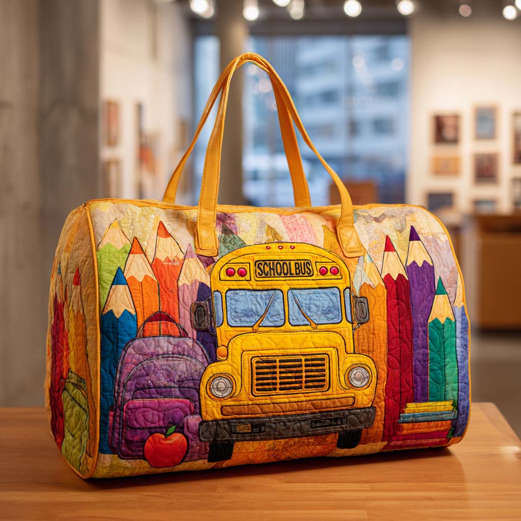 School Bus Quilted Duffle Bag