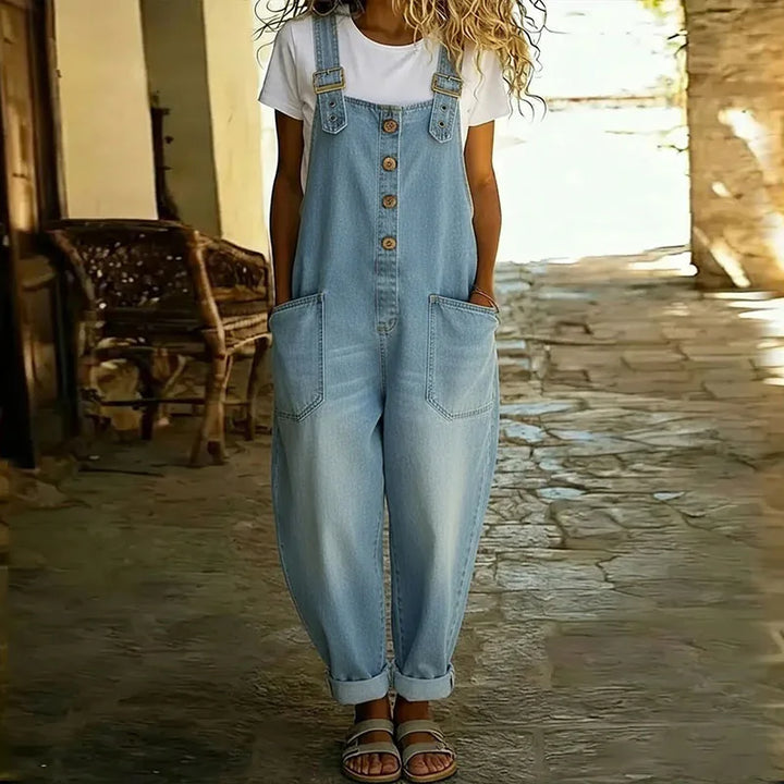 Marianna - Vintage Soft Cotton Jumpsuit with Denim Look