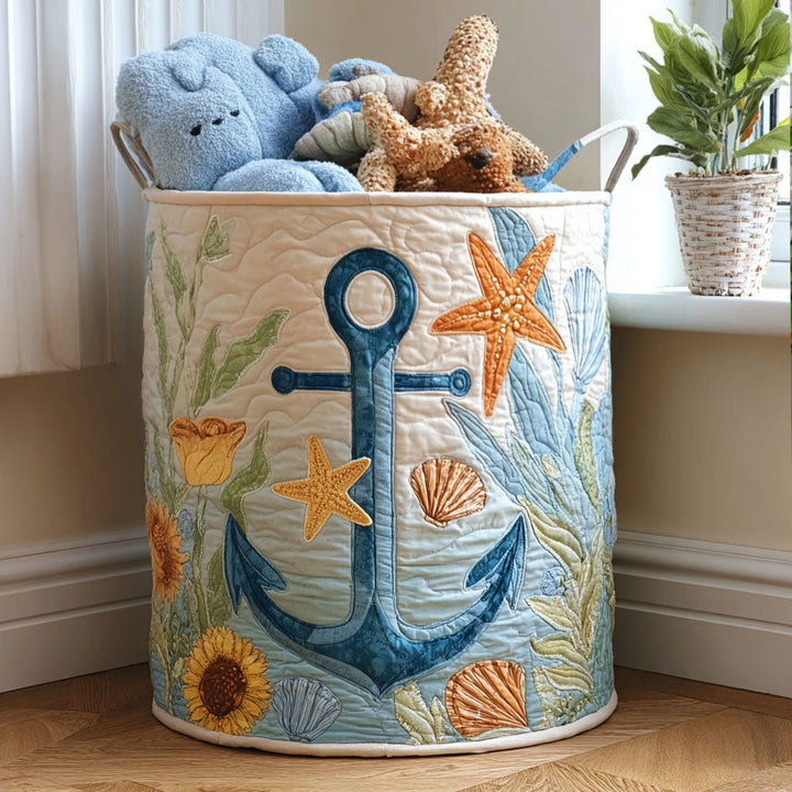 Sea Bound Quilted Laundry Basket
