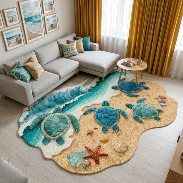 Sea Mosaic Custom Shape Area Rug