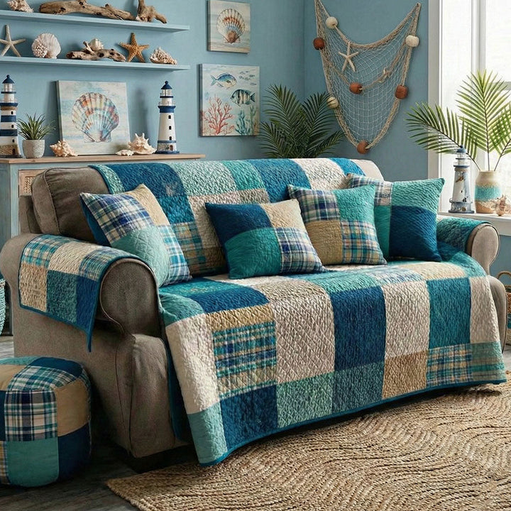 Sea Pattern Quilted Sofa Cover