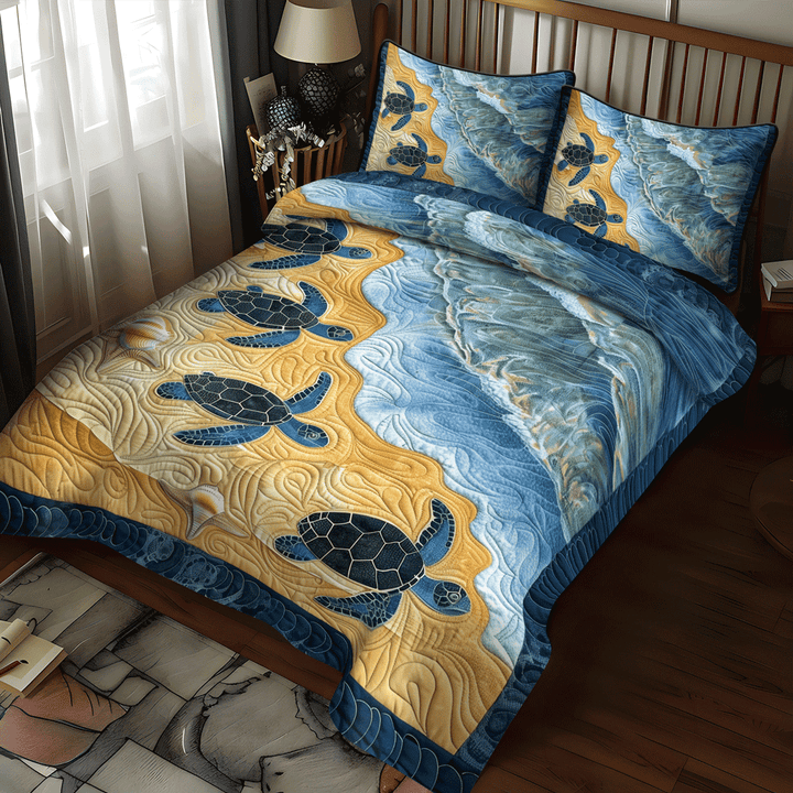Sea Turtle Bay 3-Piece Quilted Bedding Set