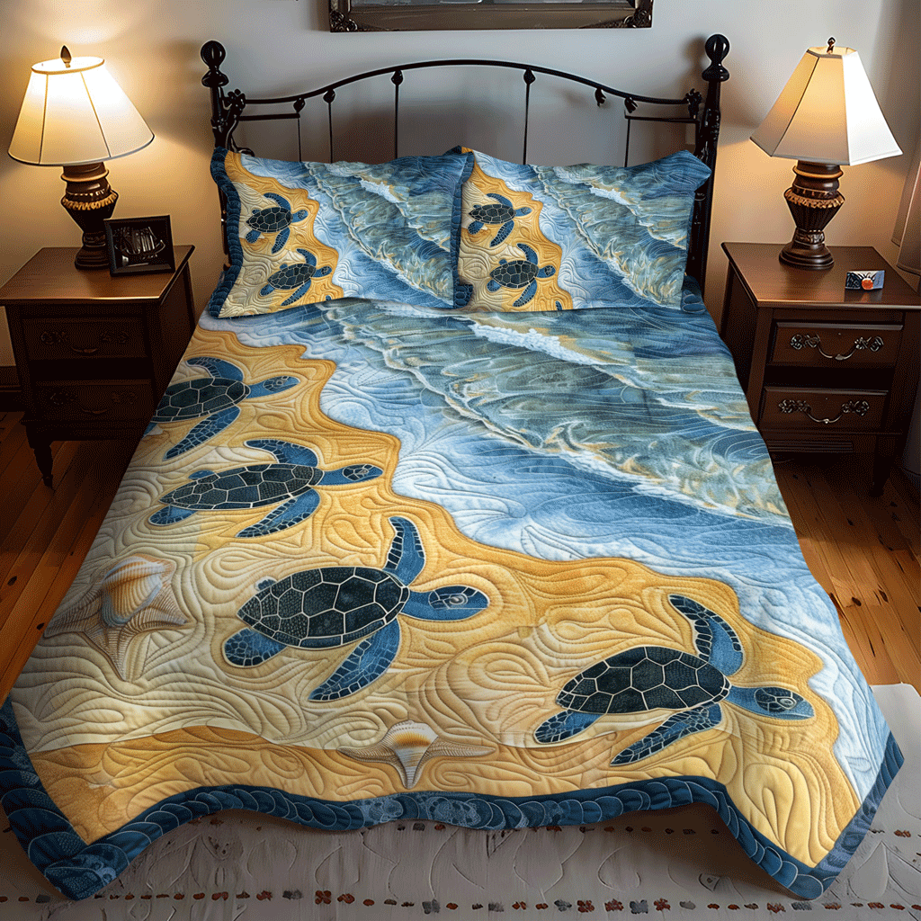 Sea Turtle Bay 3-Piece Quilted Bedding Set