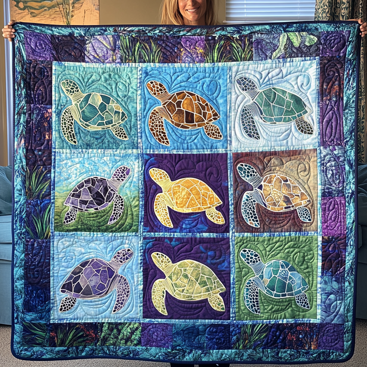 Sea Turtle Sanctuary Quilted Blanket