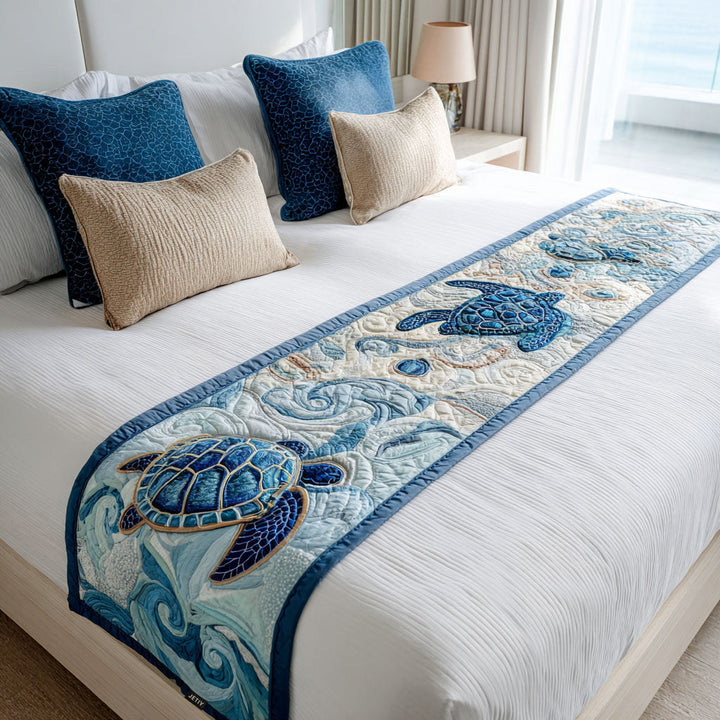 Turtle Quilted Bed Runner