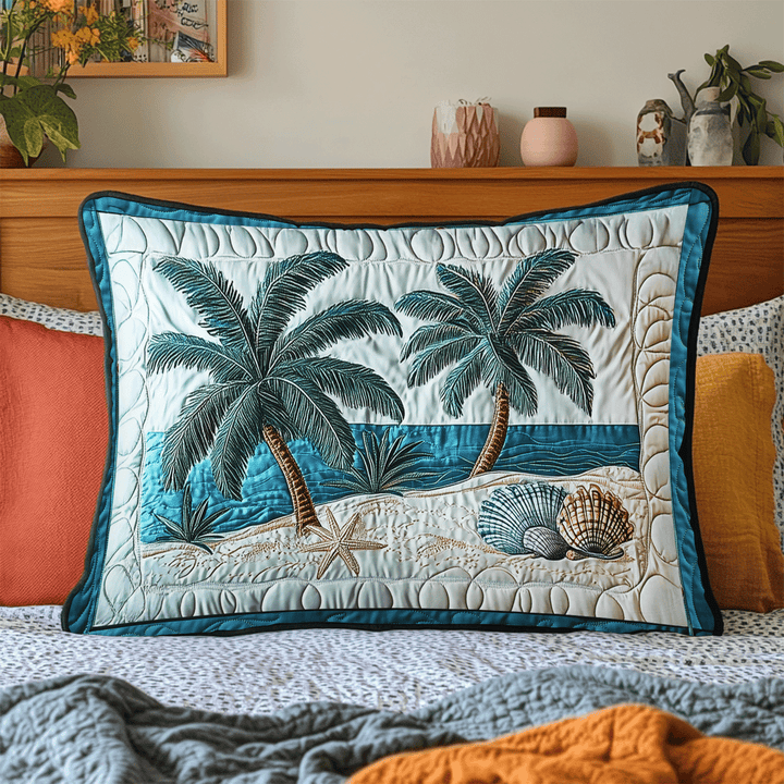 Seashells Palm Quilted Bedding Pillow Case