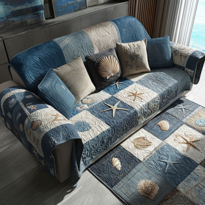Coastal Quilted Sofa Cover