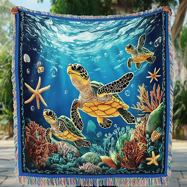 Serene Shells Woven Sofa Blanket
