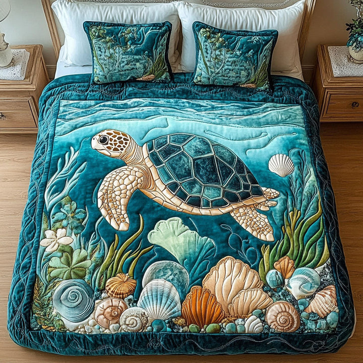 Turtle 3-Piece Quilted Bedding Set