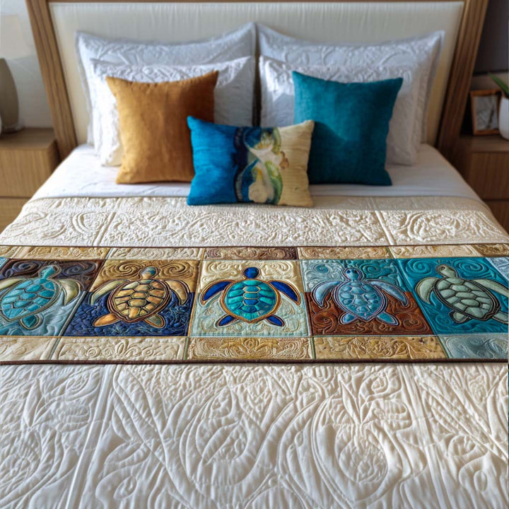 Turtle Quilted Bed Runner