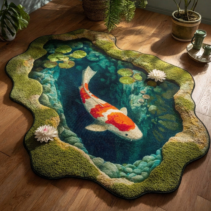 Serenity Koi Custom Shape Area Rug