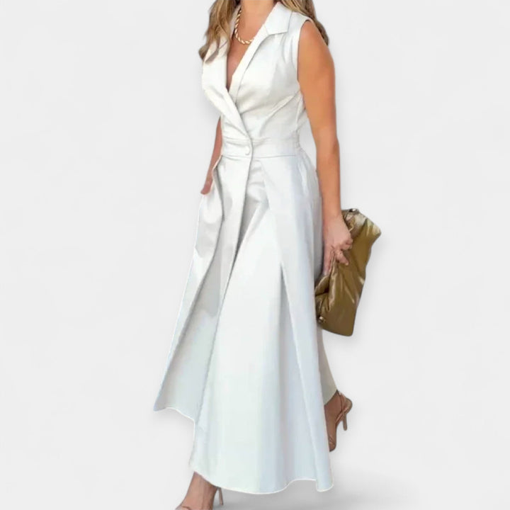 Midi dress with a collar