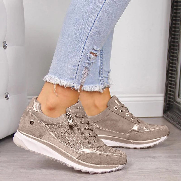 Zipped Lace-Up Sneakers