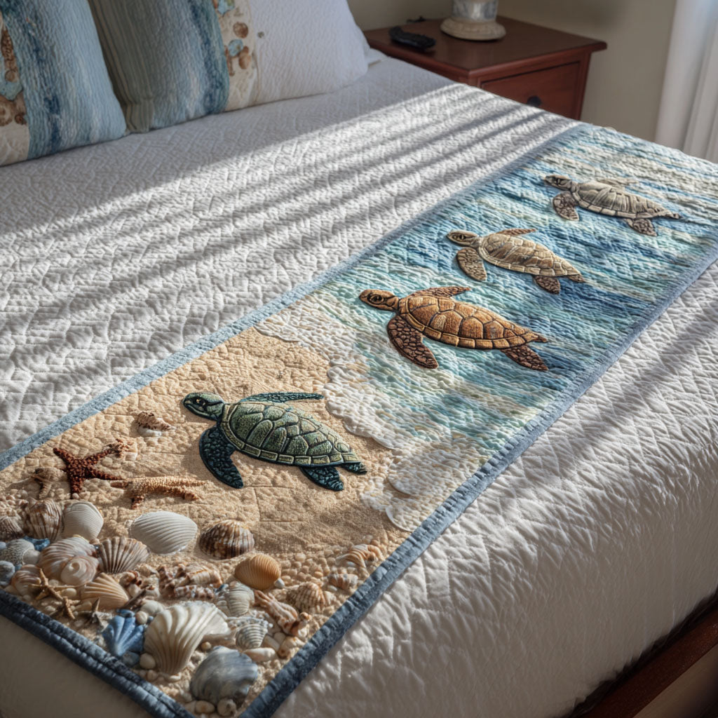 Turtle Quilted Bed Runner
