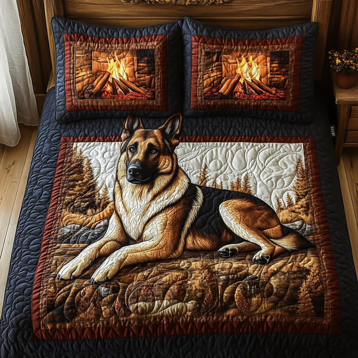 German Shepherd 3-Piece Quilted Bedding Set