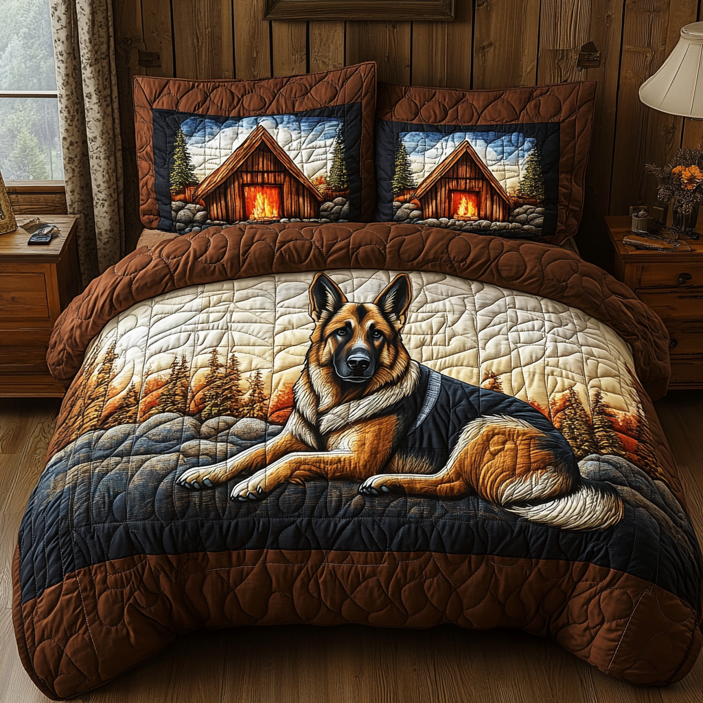 German Shepherd 3-Piece Quilted Bedding Set