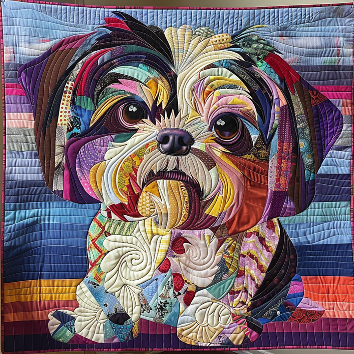 Shih Tzu Sparkle Quilted Blanket