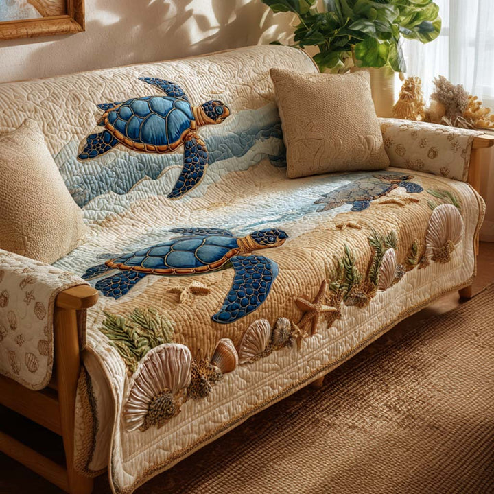 Shoreline Turtle Quilted Sofa Cover