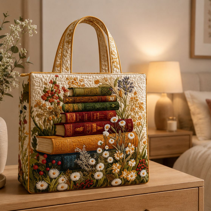 Quilted Tote Bag - Floral Pattern