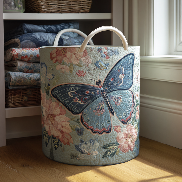 Sky Flutter Quilted Laundry Basket
