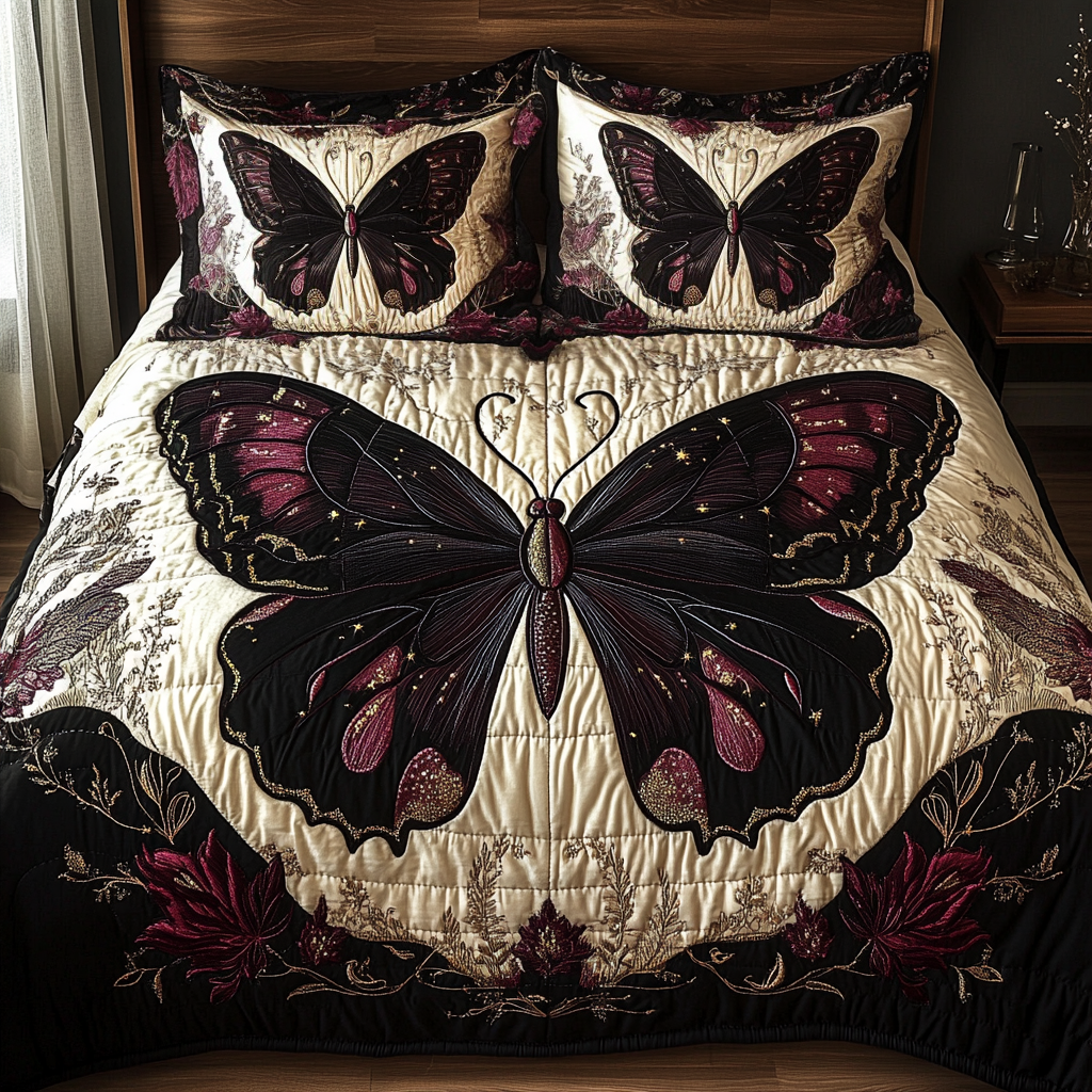 Butterfly Quilted Bedding Set