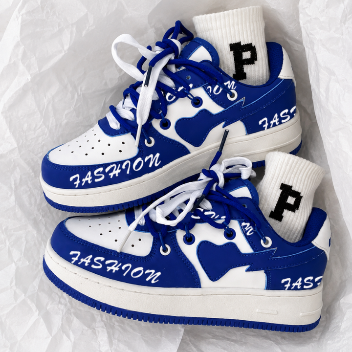 Contrast Lace-Up Sneakers
