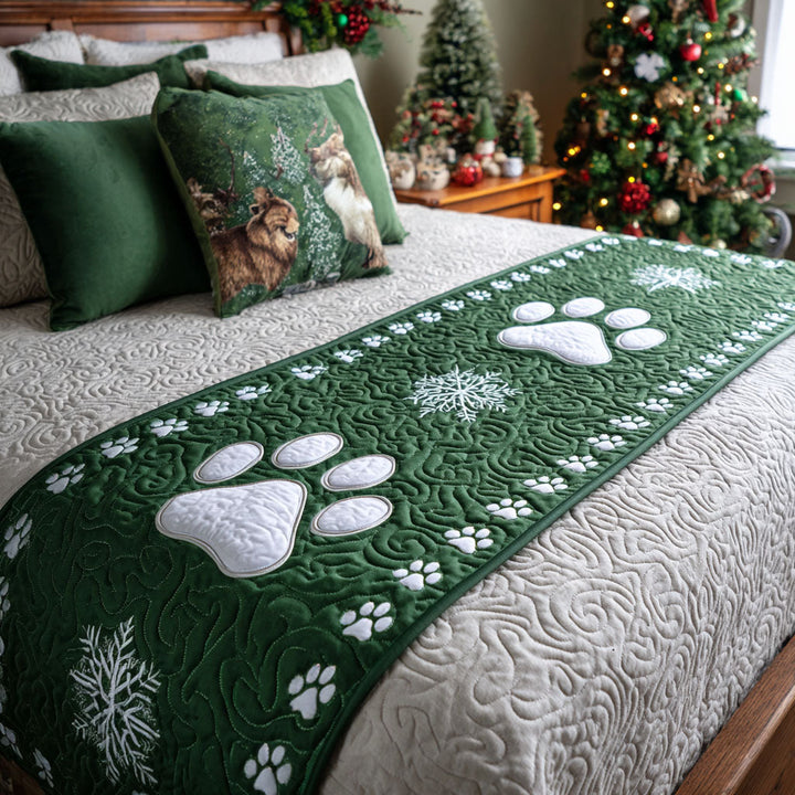 Snow Pawpath Quilted Bed Runner