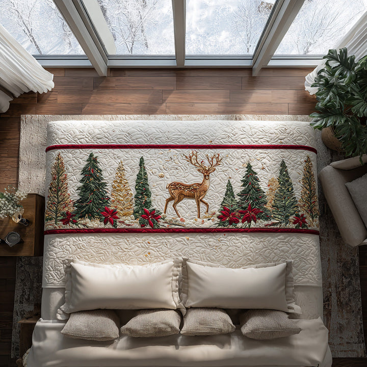 Snowbound Reindeer Quilted Bed Runner