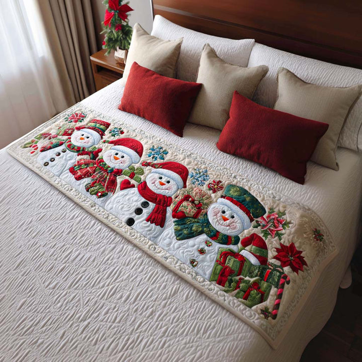 Snowman Smiles Quilted Bed Runner