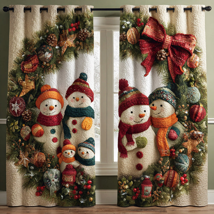 Snowman Winter Cheer Quilted Curtains