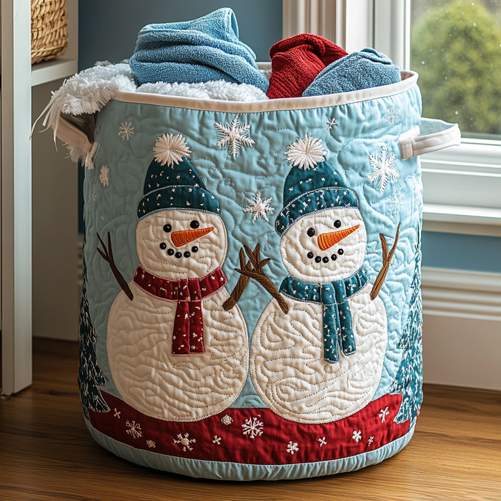 Snowman Wonder Quilted Laundry Basket