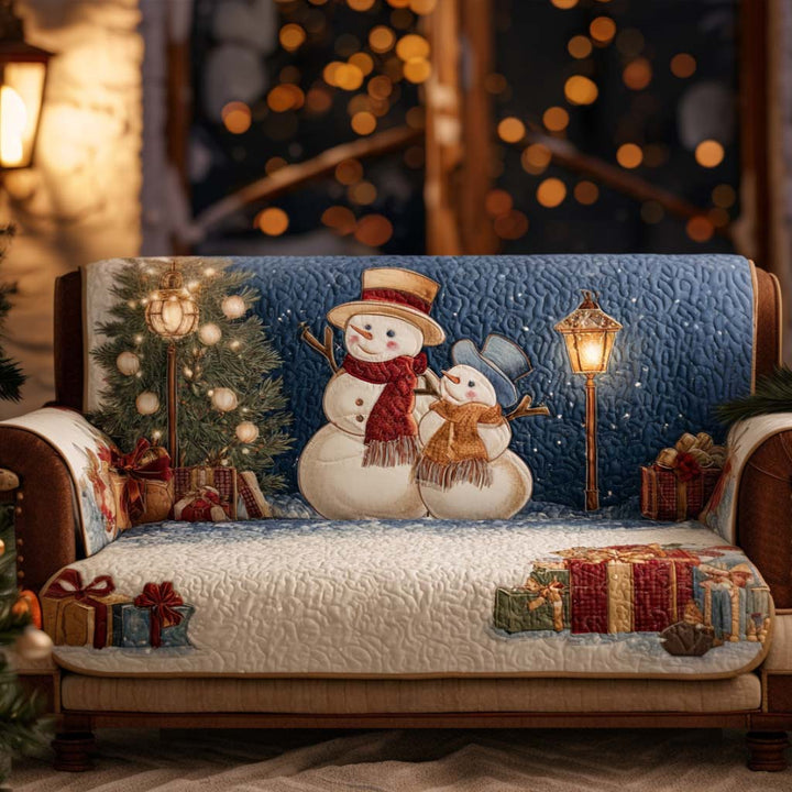 Snowy Charm Quilted Sofa Cover