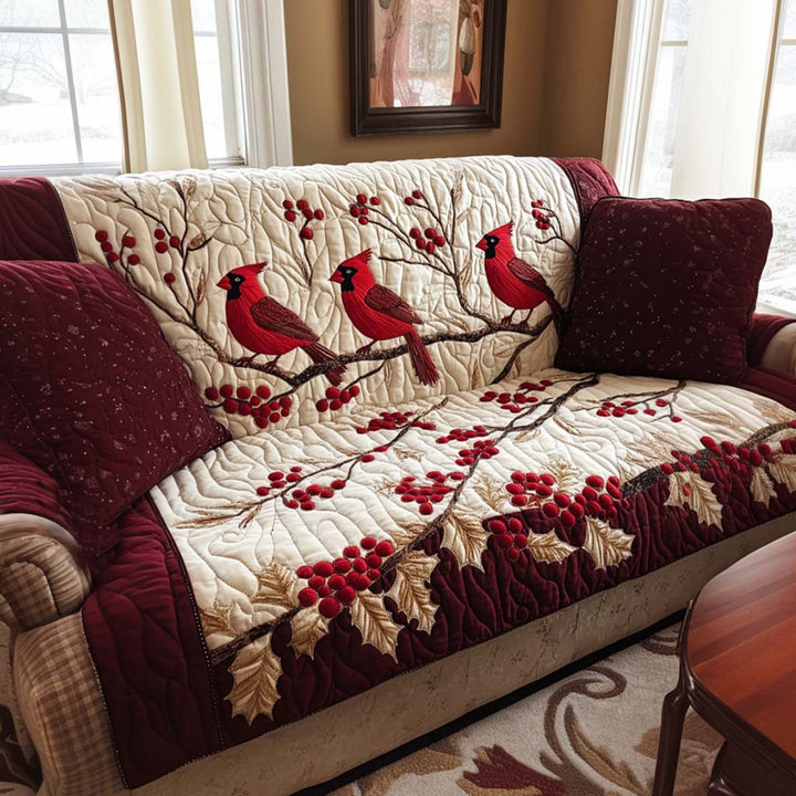 Snowy Day Quilted Sofa Cover
