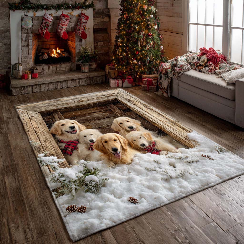 Christmas Golden Retriever Area Rug