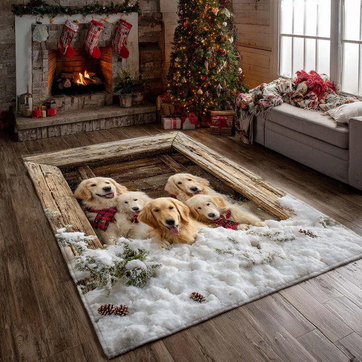 Christmas Golden Retriever Area Rug
