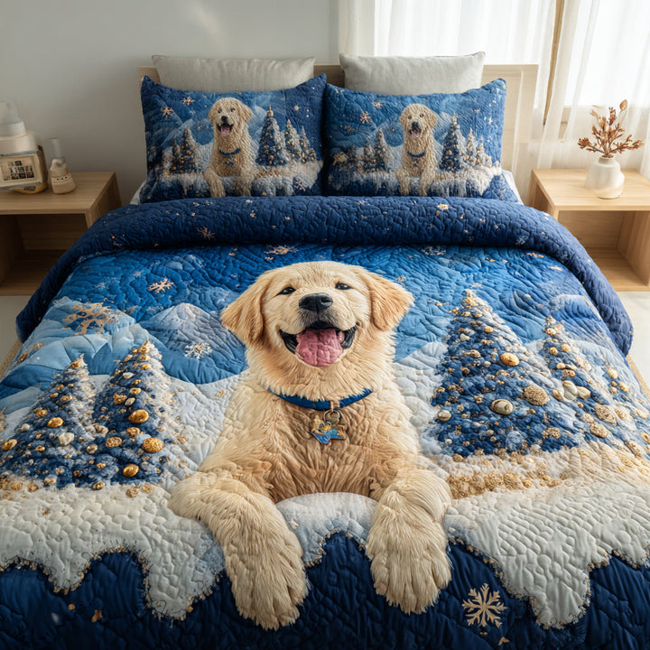 Golden Retriever 3-Piece Quilted Bedding Set