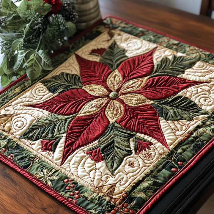 Snowy Petals Quilted Placemat