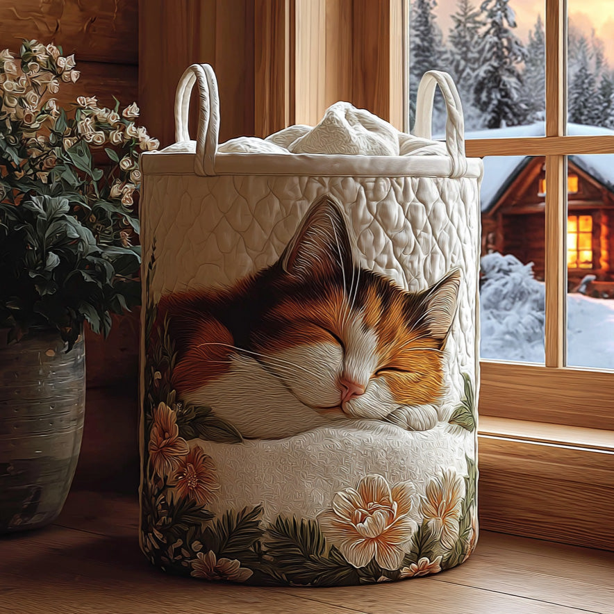 Snowy Rest Quilted Laundry Basket